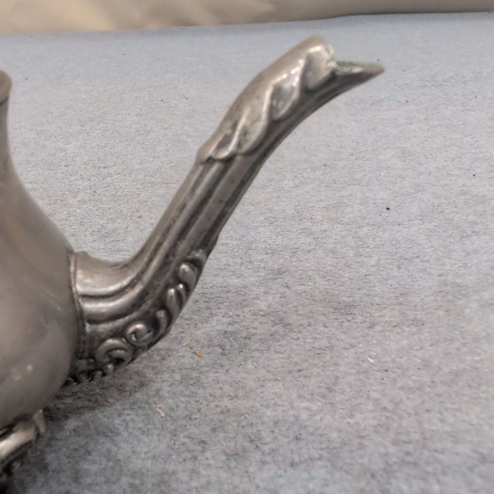 Vintage Miniature Silver Tone Footed Teapot Hinged Lid Ornate‎ Collectible Decor - Picture 5 of 10